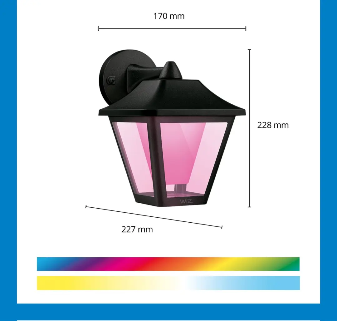 WiZ Classic Buitenwandlamp 9.5W RGBW - Zwart - afbeelding 2 van 6