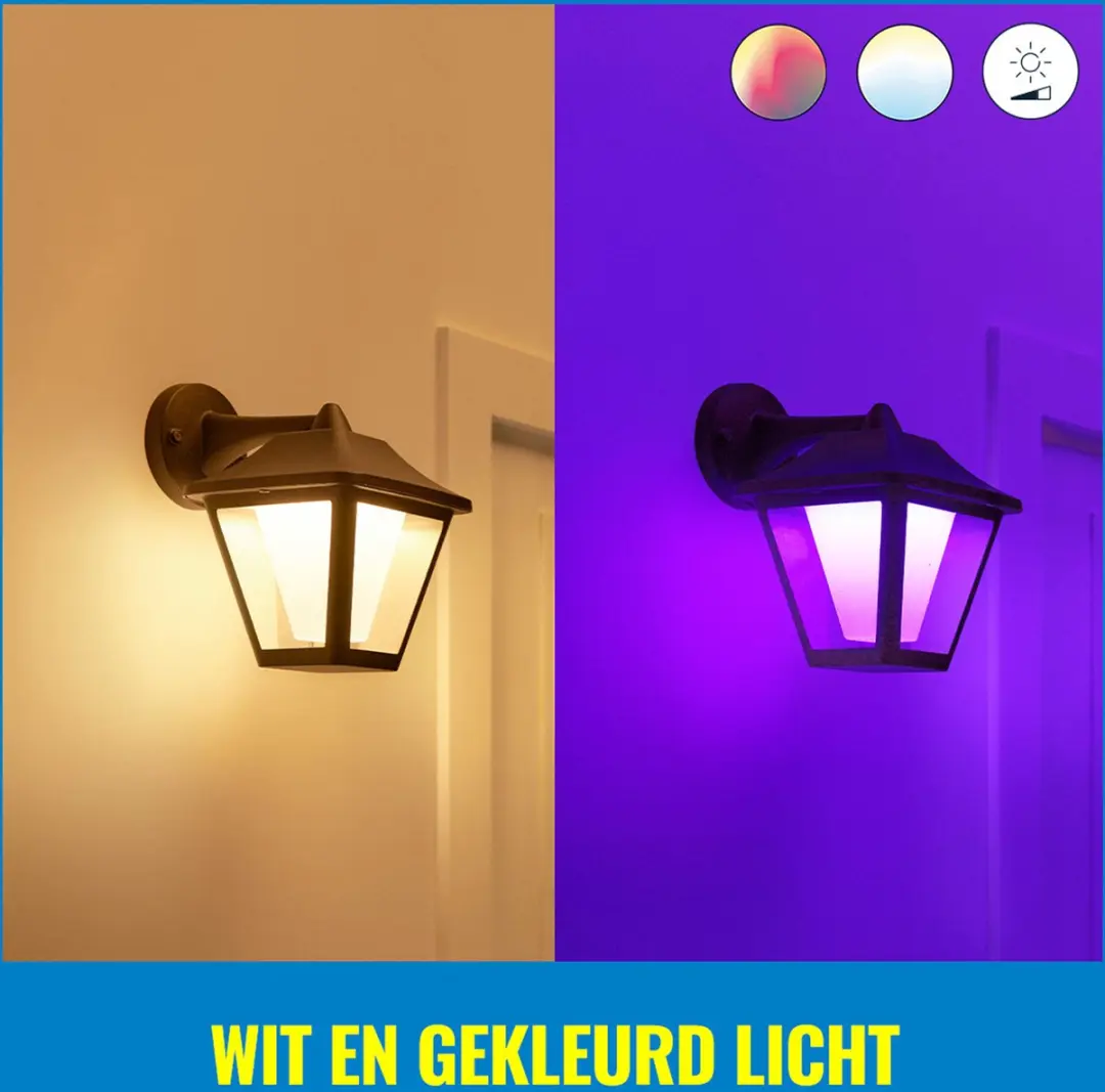 WiZ Classic Buitenwandlamp 9.5W RGBW - Zwart - afbeelding 4 van 6