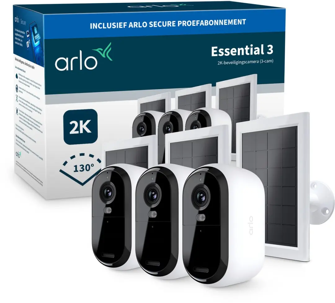 Arlo Essential 3 2K beveiligingscamera met zonnepaneel