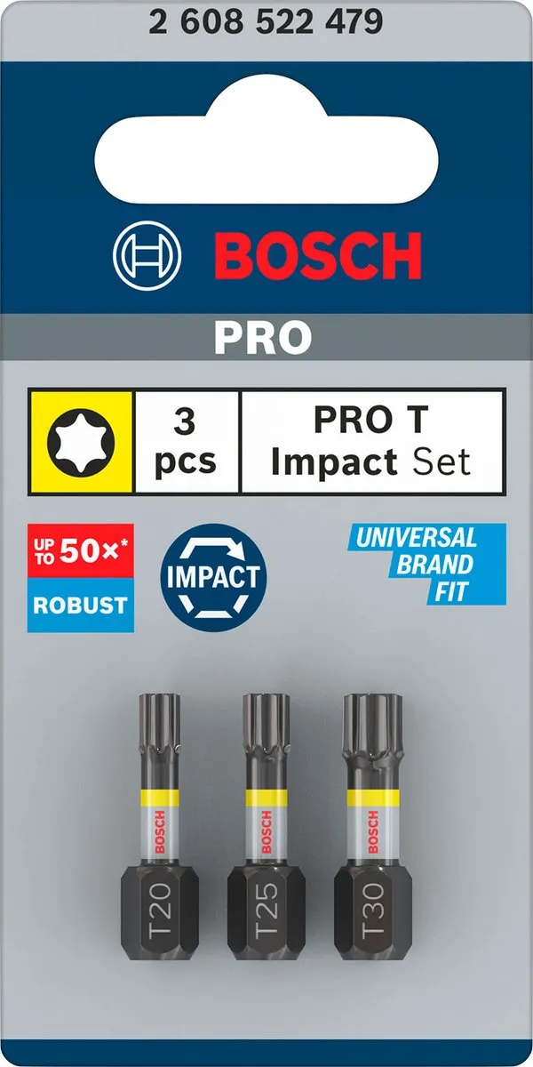 Bosch Professional PRO Torx Slagmoerbits T20/T25/T30 - 3-delig