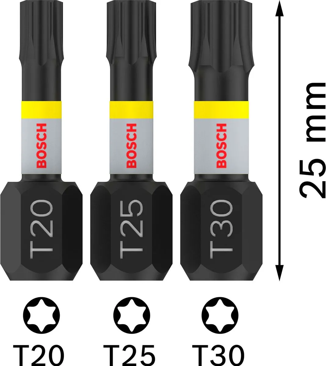 Bosch Professional PRO Torx Slagmoerbits T20/T25/T30 - 3-delig