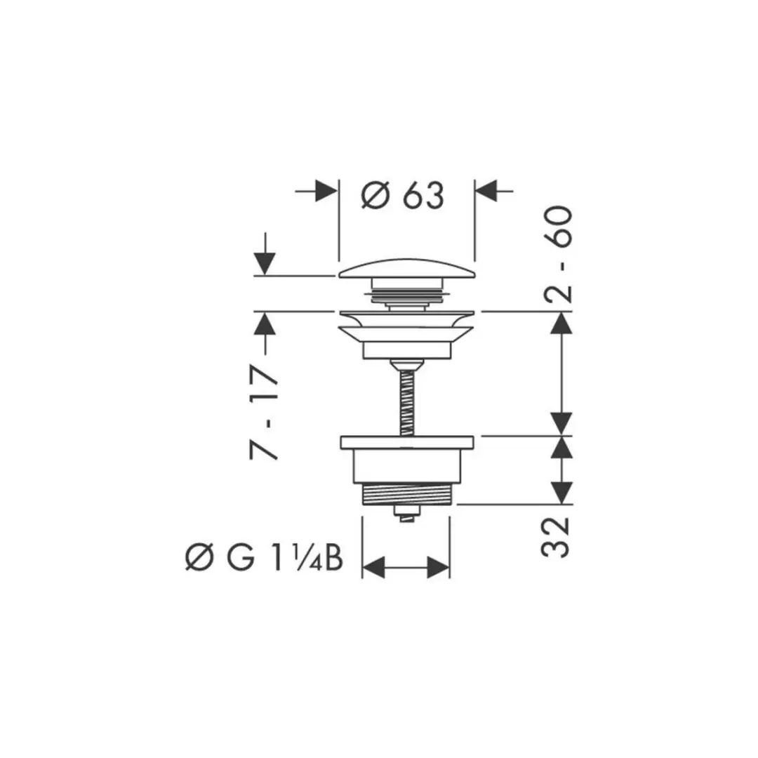 Hansgrohe Push-Open Afvoergarnituur 50100000 - Chroom - afbeelding 2 van 3