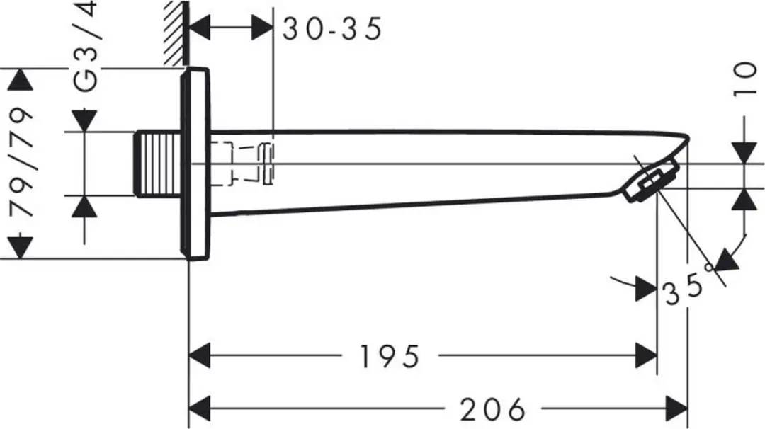 Hansgrohe Logis 71410000 Baduitloop - 19.5cm - Chroom - afbeelding 4 van 4