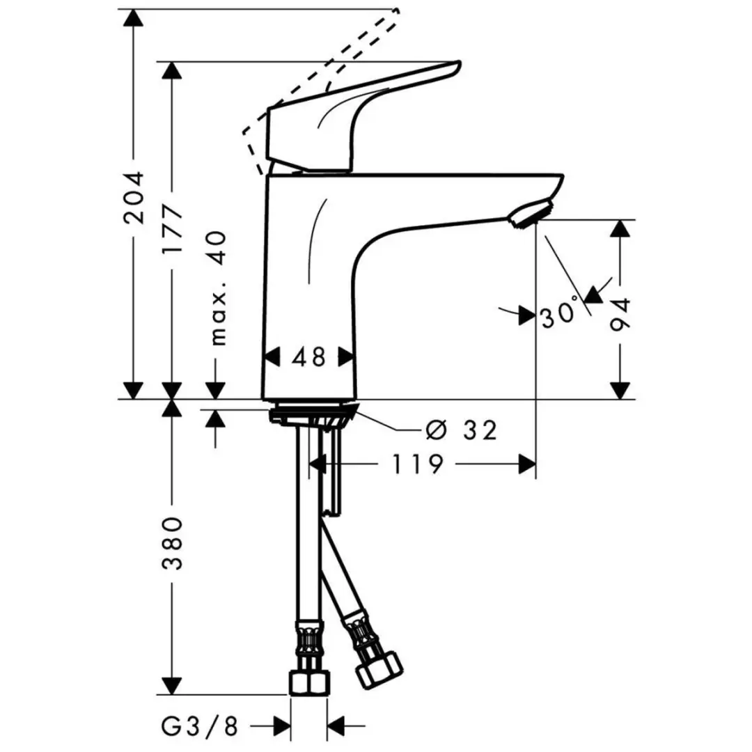 Hansgrohe Focus Wastafelmengkraan 100mm - Chroom - afbeelding 3 van 6
