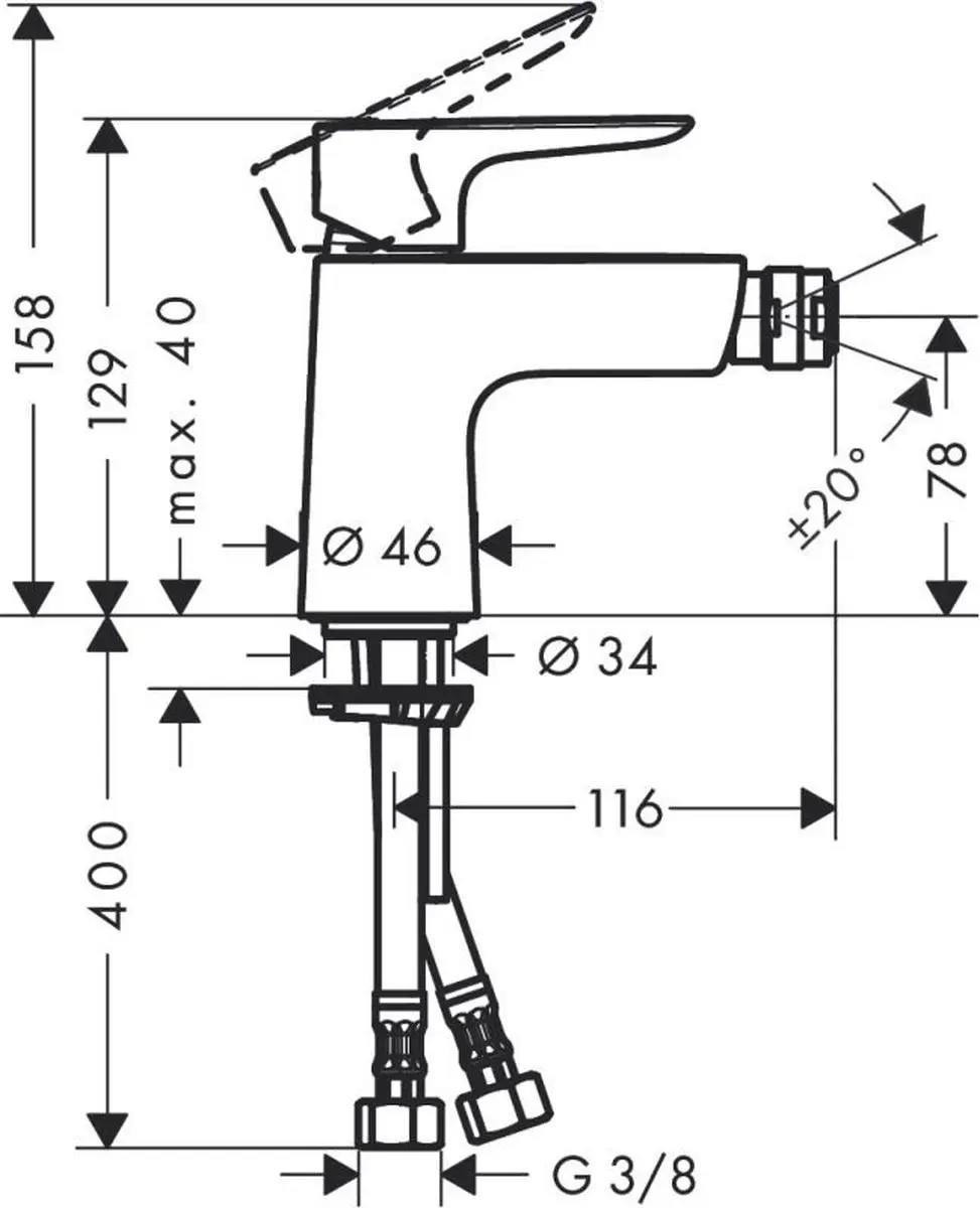 Hansgrohe Talis E 71721000 Bidetkraan - Chroom - afbeelding 3 van 3