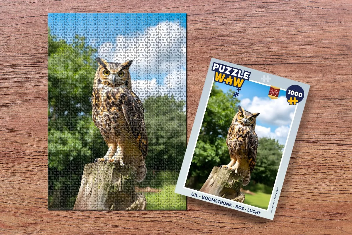 PuzzleWow Uil Legpuzzel 1000 Stuks - Boomstronk/Bos/Lucht