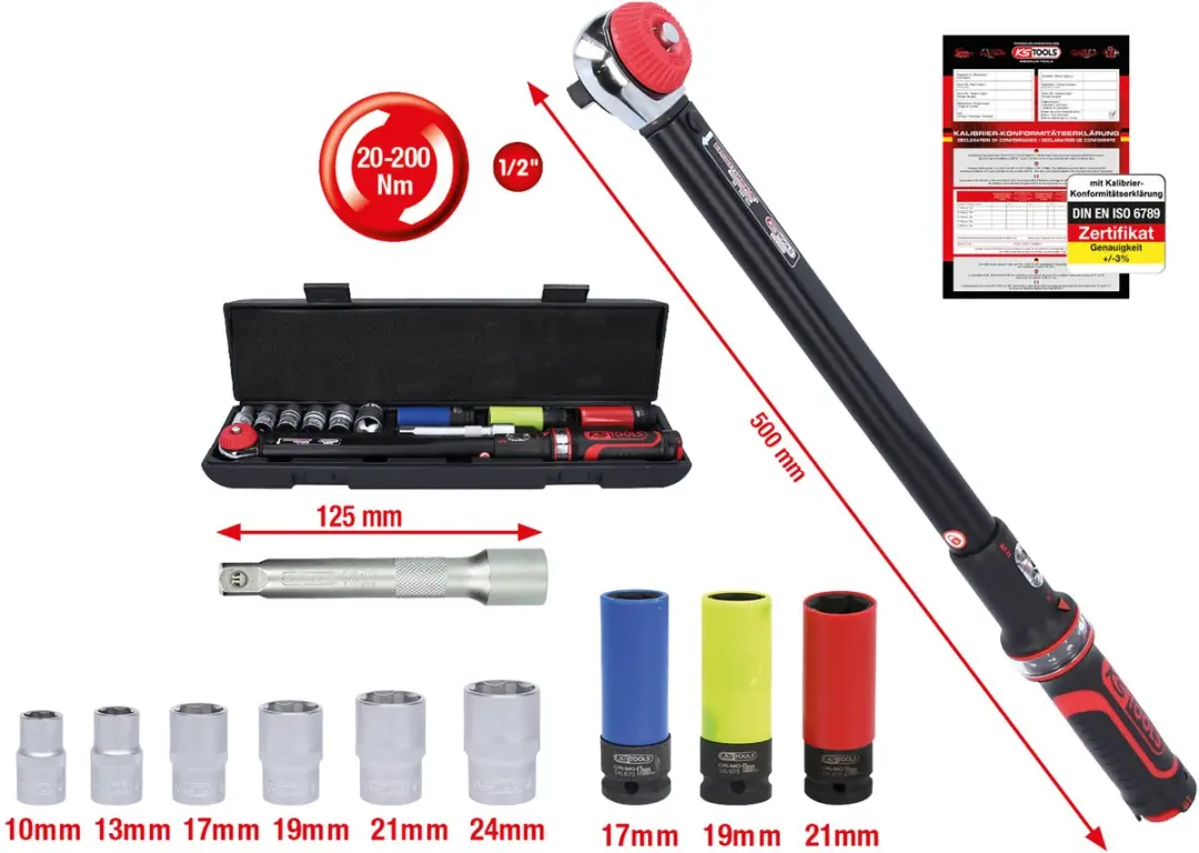 KS Tools ERGOTORQUE precision Momentsleutelset 1/2" 20-200 Nm