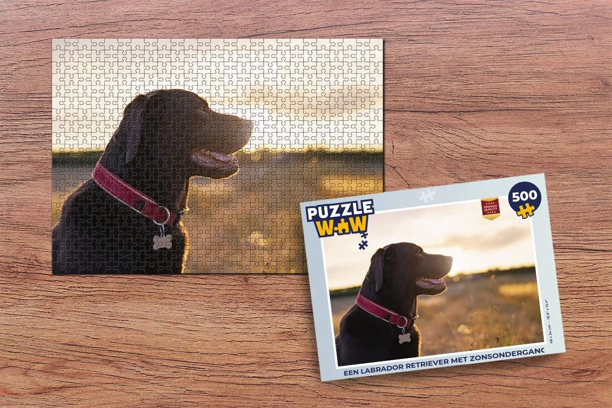 PuzzleWow Labrador Retriever Zonsondergang Legpuzzel 500 Stuks - Multicolor