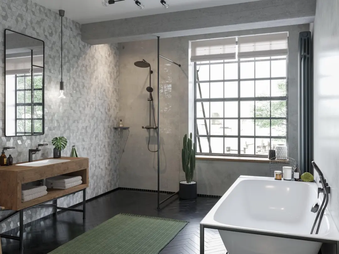 hansgrohe Talis E - Badmengkraan - Opbouw - Ééngreeps bediening - Mat Zwart - afbeelding 3 van 5
