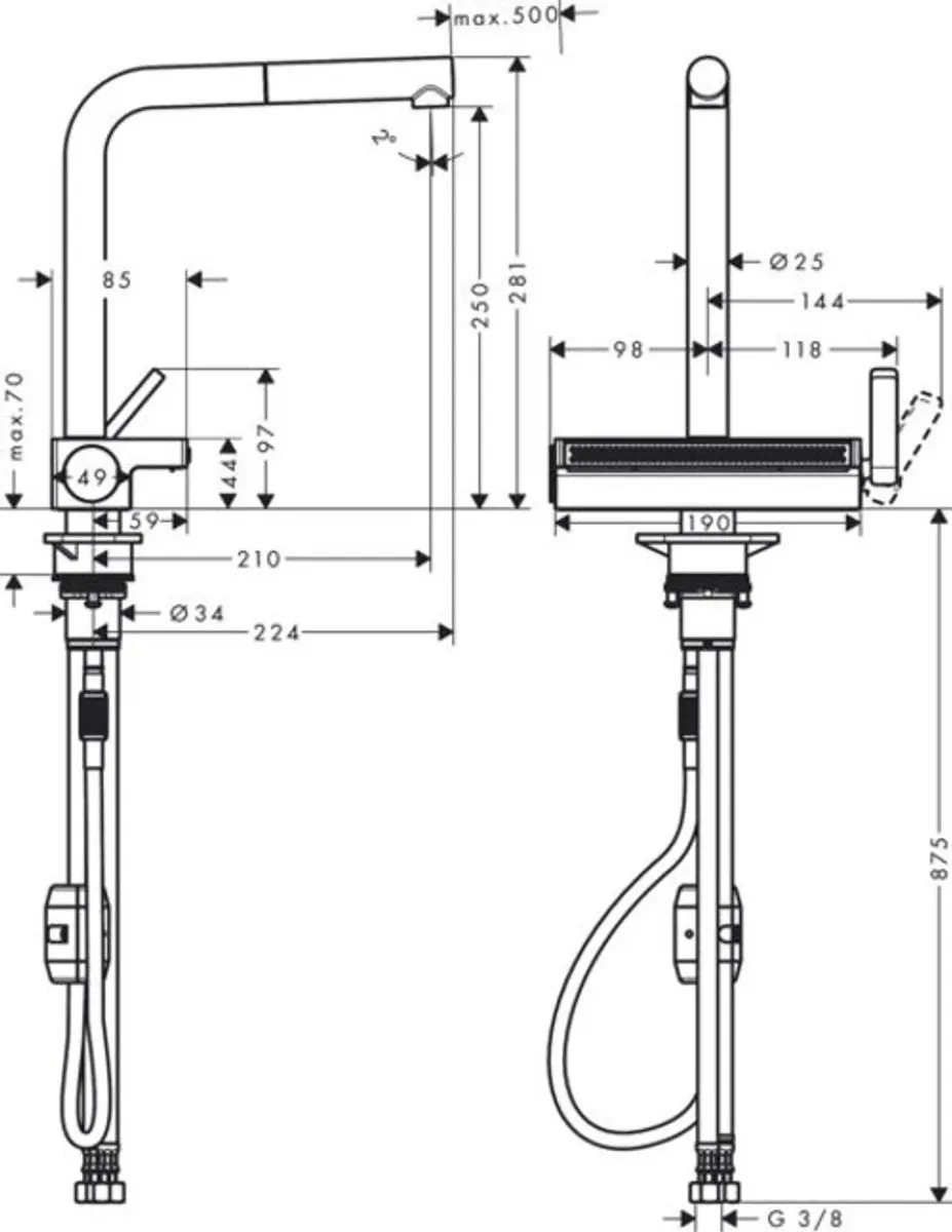 Hansgrohe Aquno Select M81 73836000 Keukenkraan - Chroom - afbeelding 5 van 6