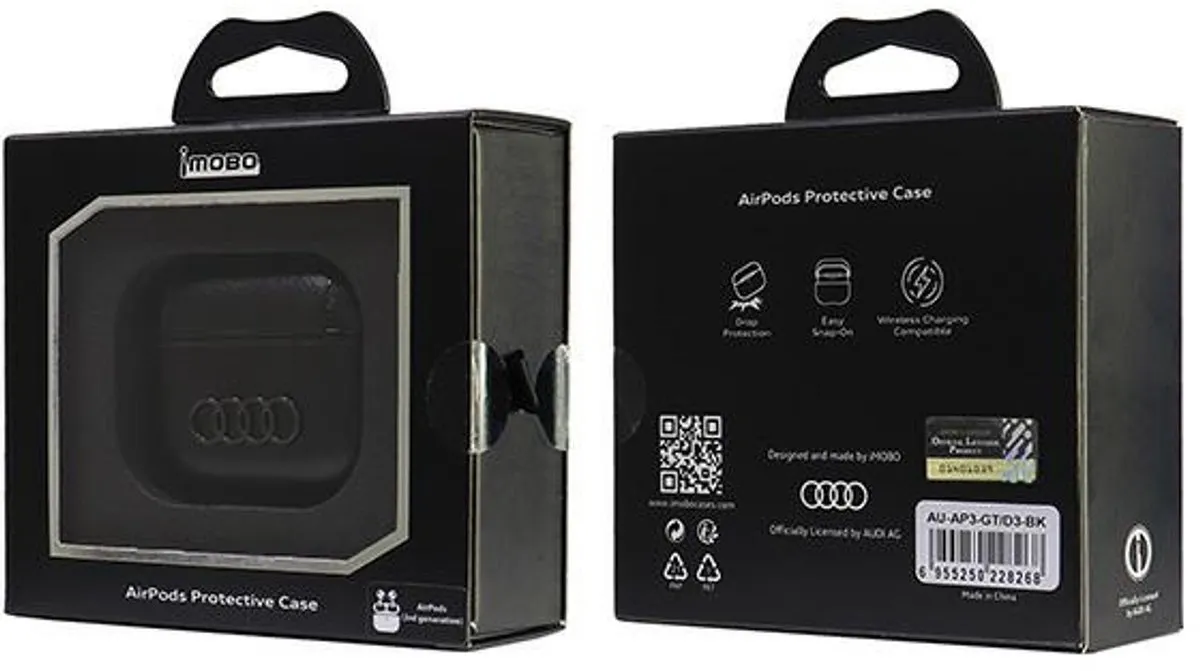 Audi Leather Big Logo AirPods Case - Zwart - afbeelding 6 van 6