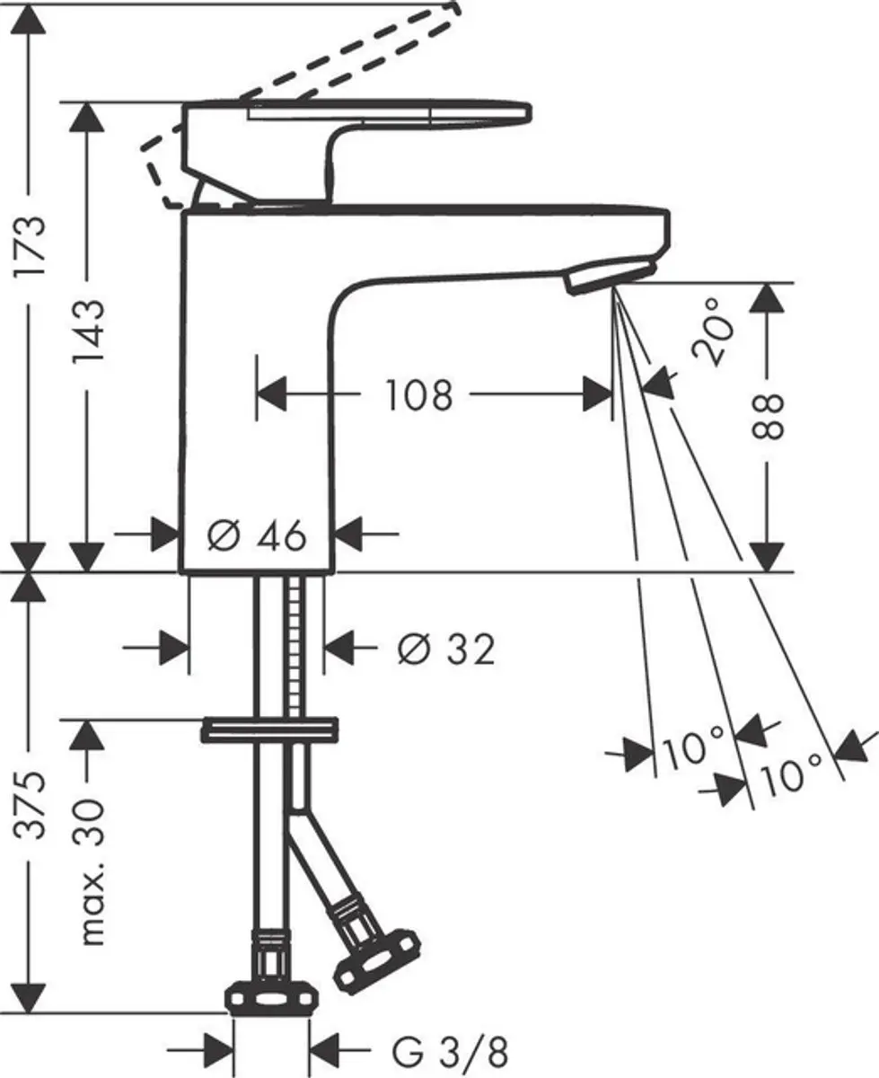 Hansgrohe Vernis Blend Wastafelkraan 71527670 - Mat Zwart - afbeelding 2 van 2