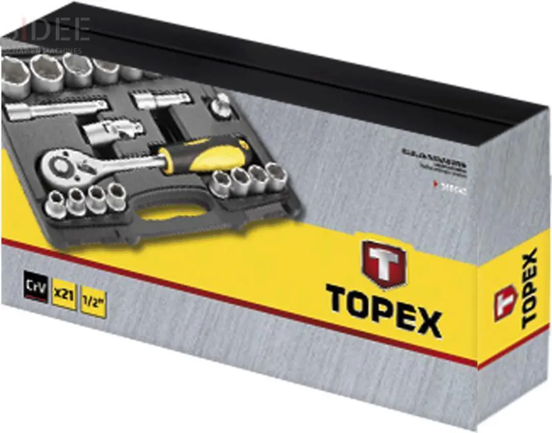 Topex 38D642 Doppenset 1/2" 21-delig - Geel/Zwart - afbeelding 4 van 5