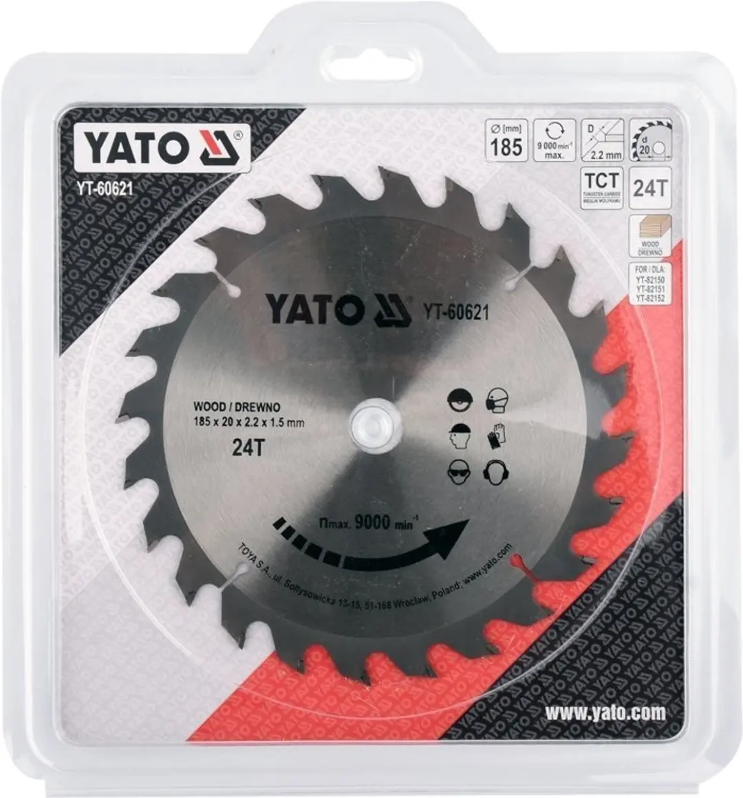 Yato YT-60621 Cirkelzaagblad - 185x20mm - 24 Tanden - afbeelding 2 van 3