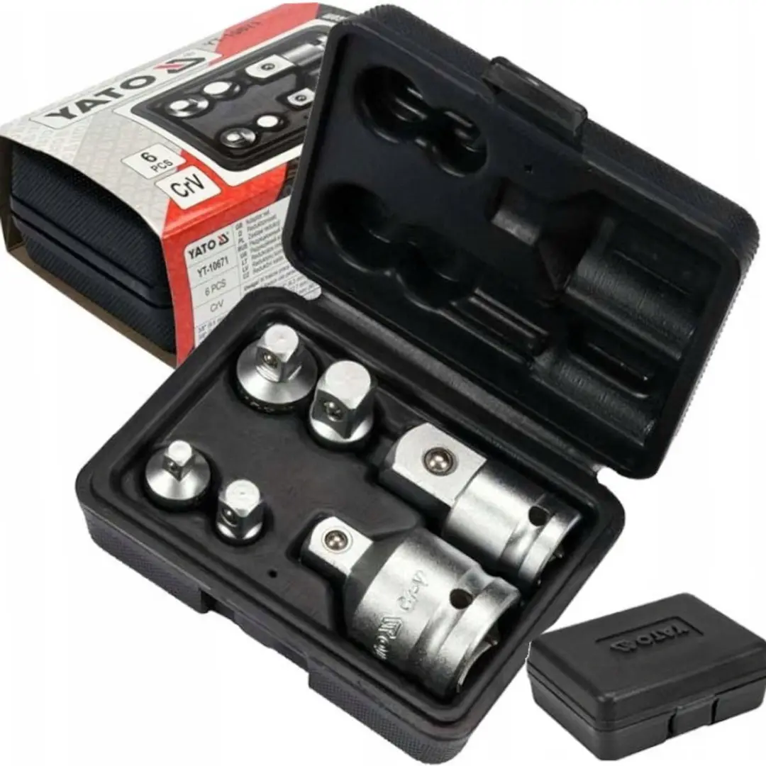 Yato adapterset 6 delen: 1/4, 3/8, 1/2, 3/4 inch verloopstukken
