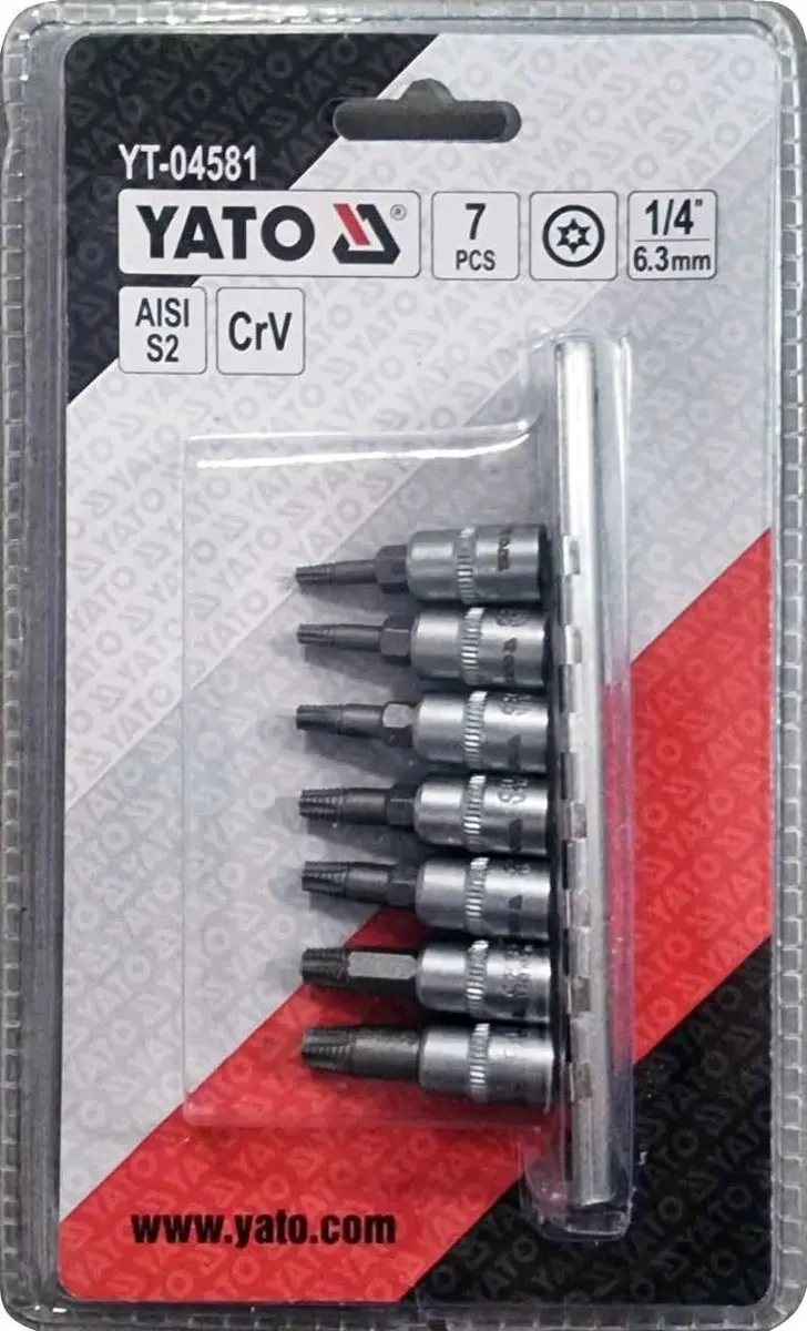 Yato Bitset voor Beschadigde Torx Schroeven - 7-delig - afbeelding 2 van 5