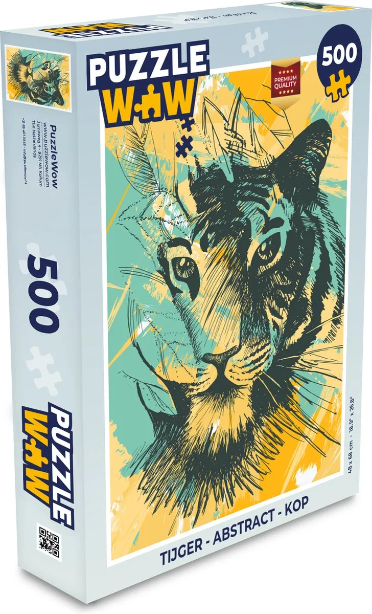 PuzzleWow Tijger Abstract Legpuzzel 500 Stuks