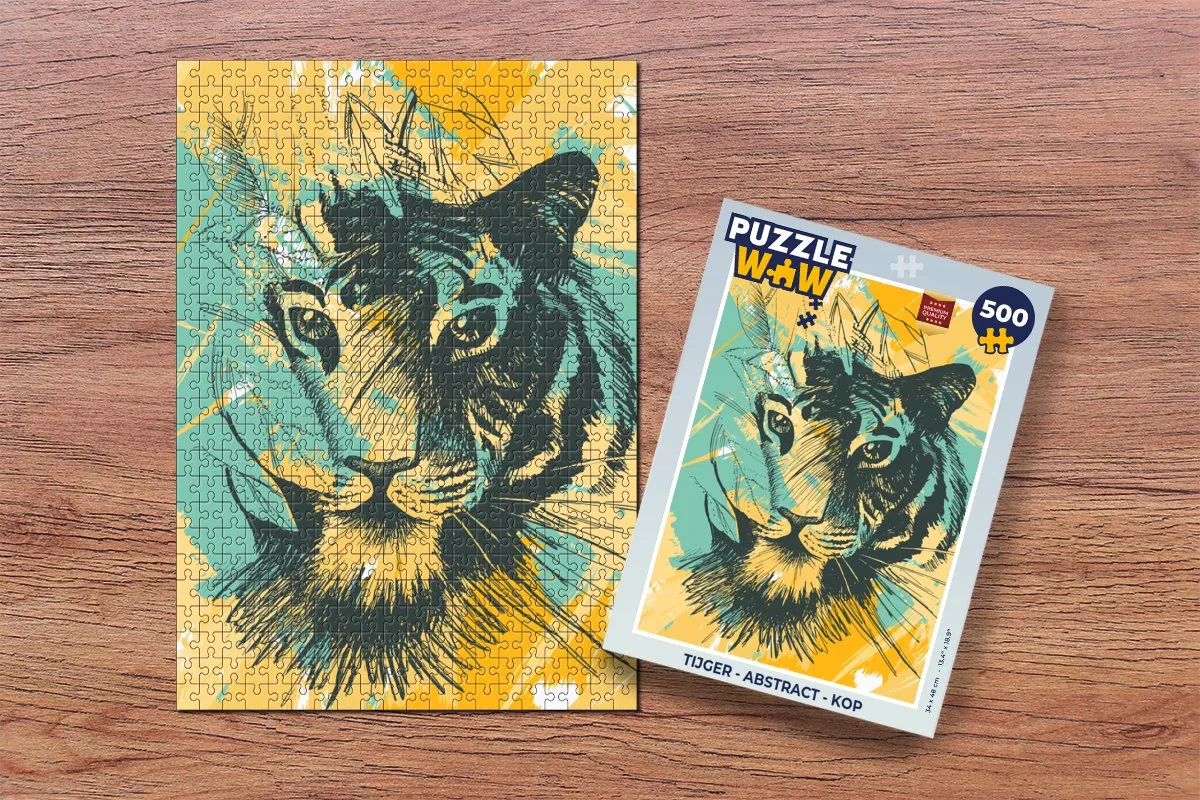 PuzzleWow Tijger Abstract Legpuzzel 500 Stuks - Multicolor
