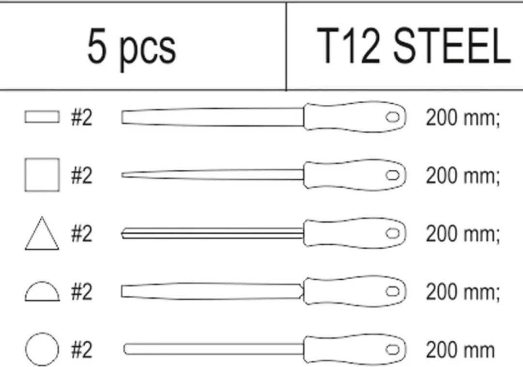 Yato Vijlenset 200 mm - 5 stuks - afbeelding 2 van 6