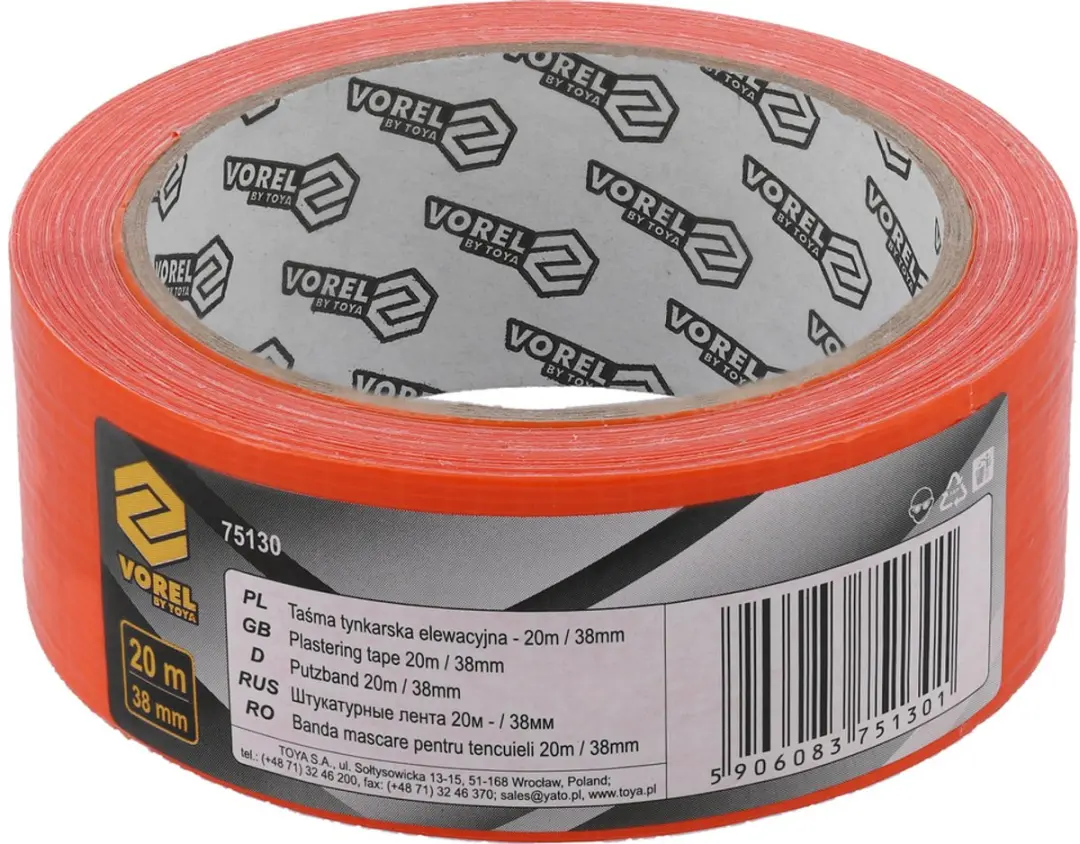 Vorel Gevelpleistertape 38mm x 20m - Oranje - afbeelding 2 van 4