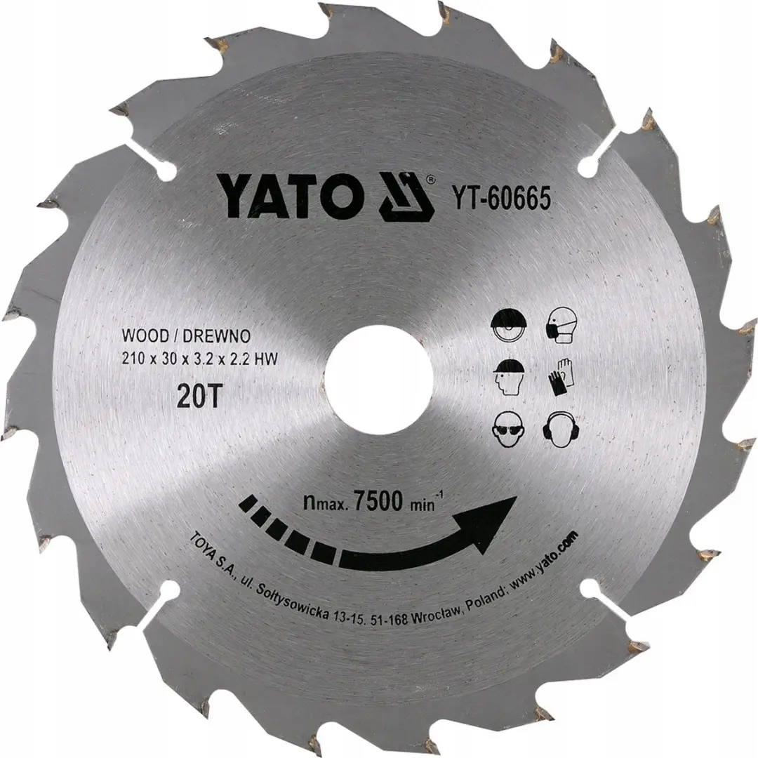 Yato YT-60665 Cirkelzaagblad - Ø210mm - 20T - 30mm as