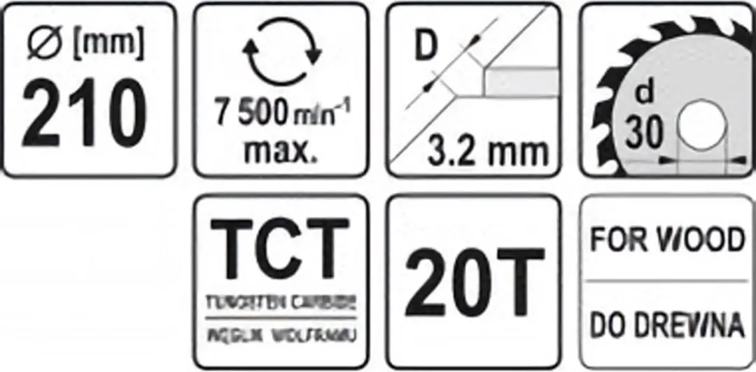 Yato YT-60665 Cirkelzaagblad - Ø210mm - 20T - 30mm as - afbeelding 2 van 3