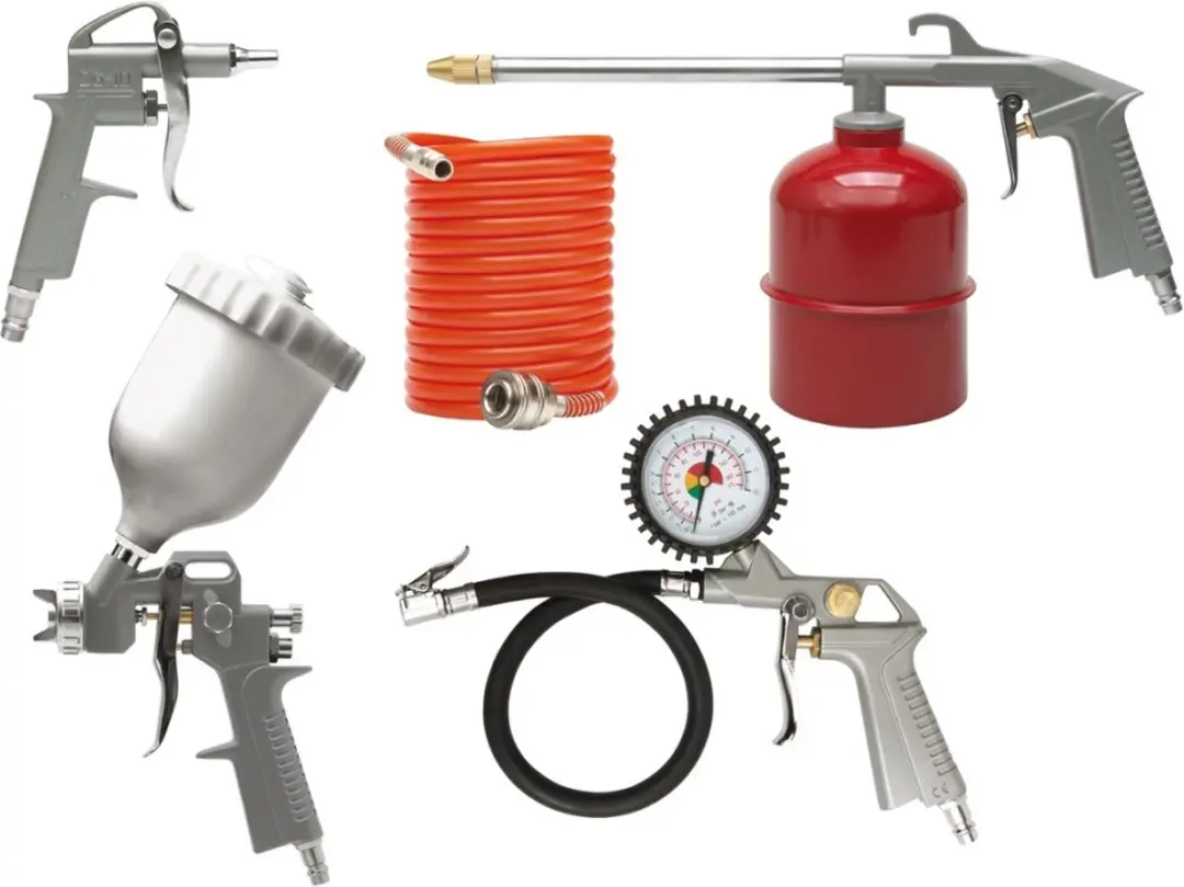 VOREL Compressoraccessoiresset incl. luchtblaaspistool, spuitpistool, waspistool