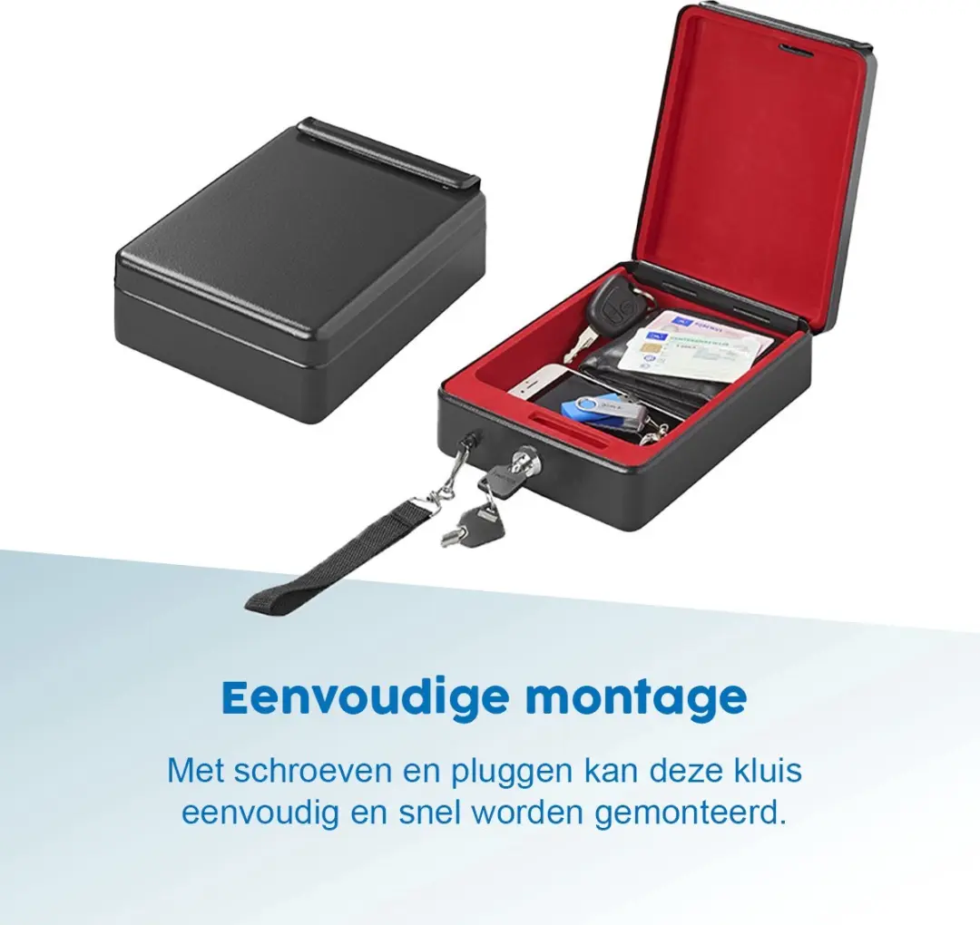 ProPlus Stalen Kluis met Slede 22,5x16,5x8,5cm - Zwart - afbeelding 5 van 6