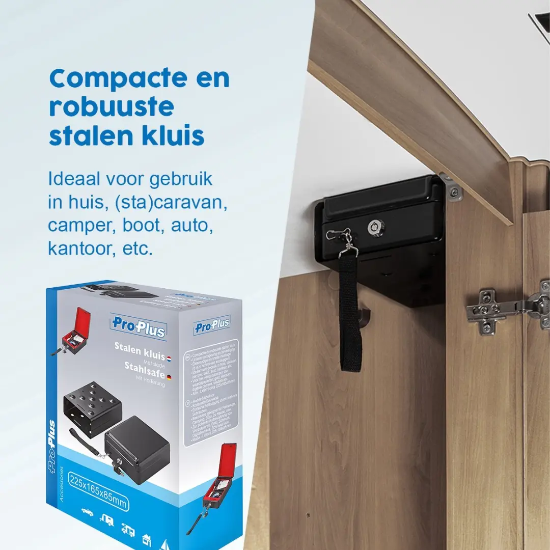 ProPlus Stalen Kluis met Slede 22,5x16,5x8,5cm - Zwart - afbeelding 3 van 6