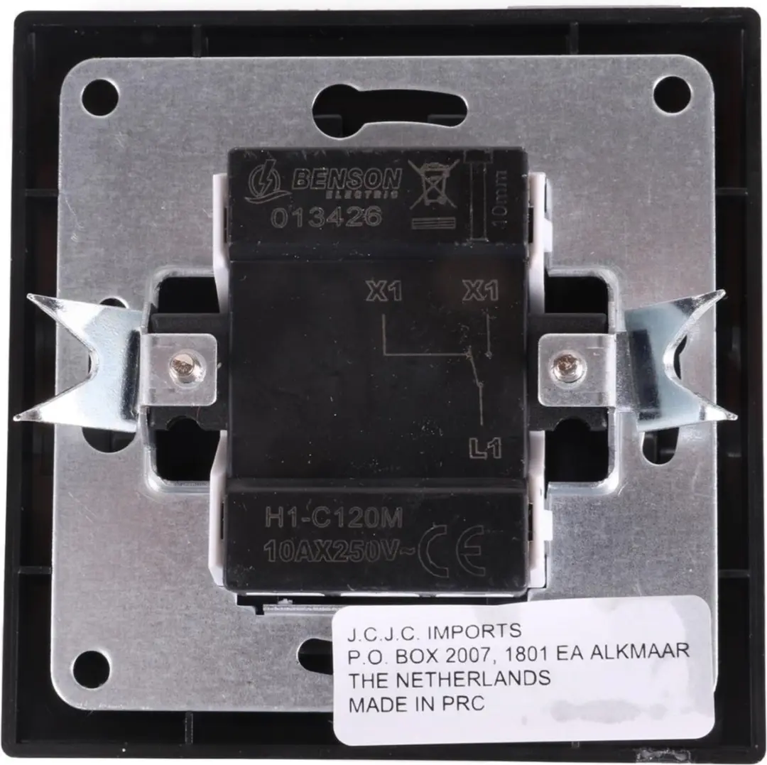 Benson Wandcontactdoos zwart - Schakelaar - Inbouw - Matzwart - 81 x 81 mm - afbeelding 2 van 5
