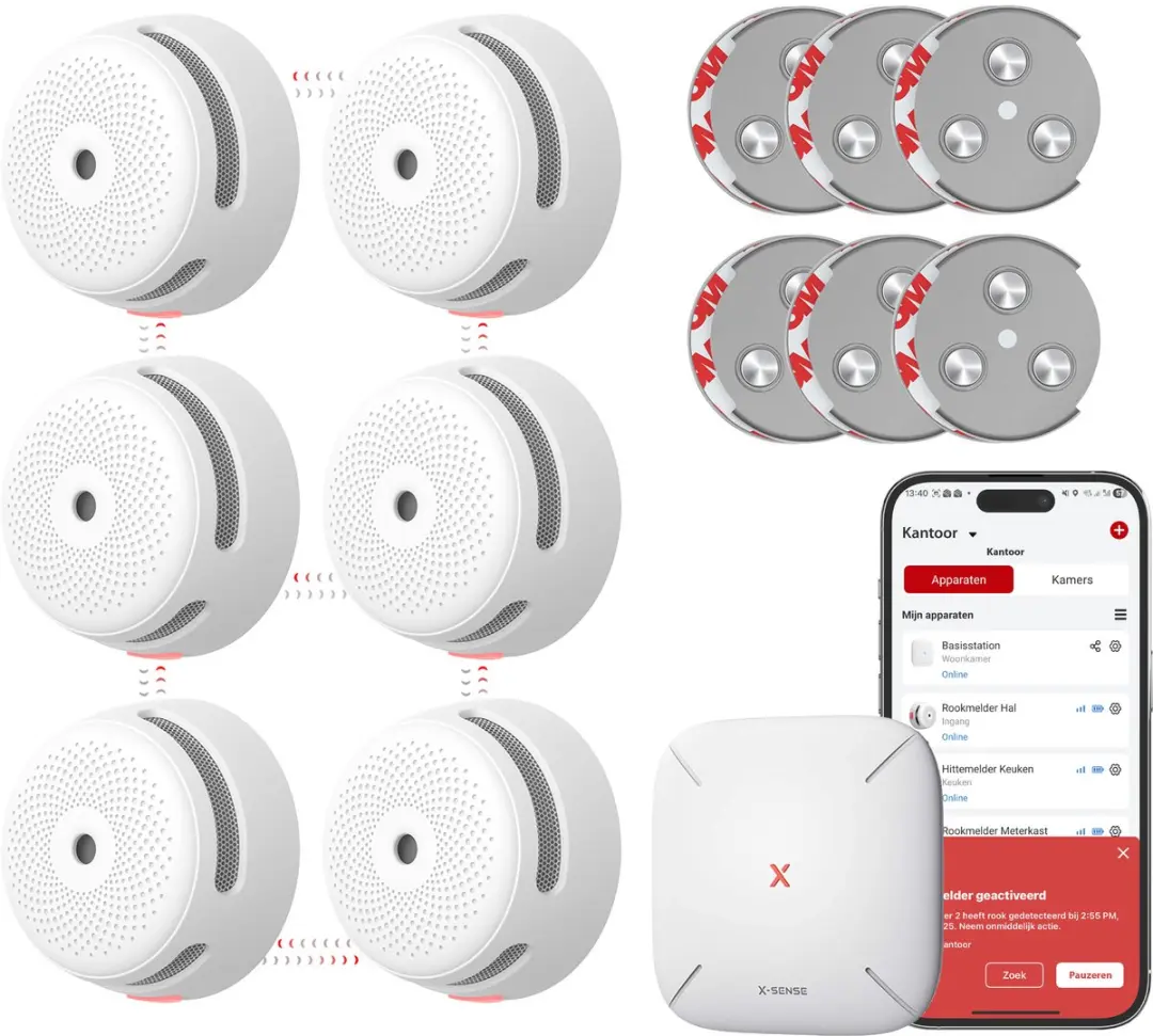 X-Sense Link+ Pro Slimme Rookmelder bundel zonder boren