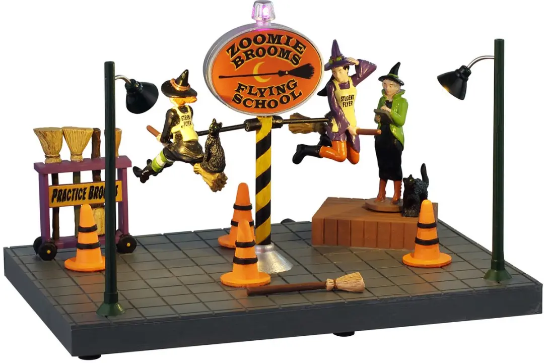 Lemax Spooky Town Zoomie Brooms Flying School