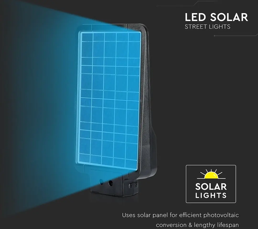 V-TAC VT-ST15 Solar 15W - 1600lm - IP65 - Zwart - afbeelding 3 van 6