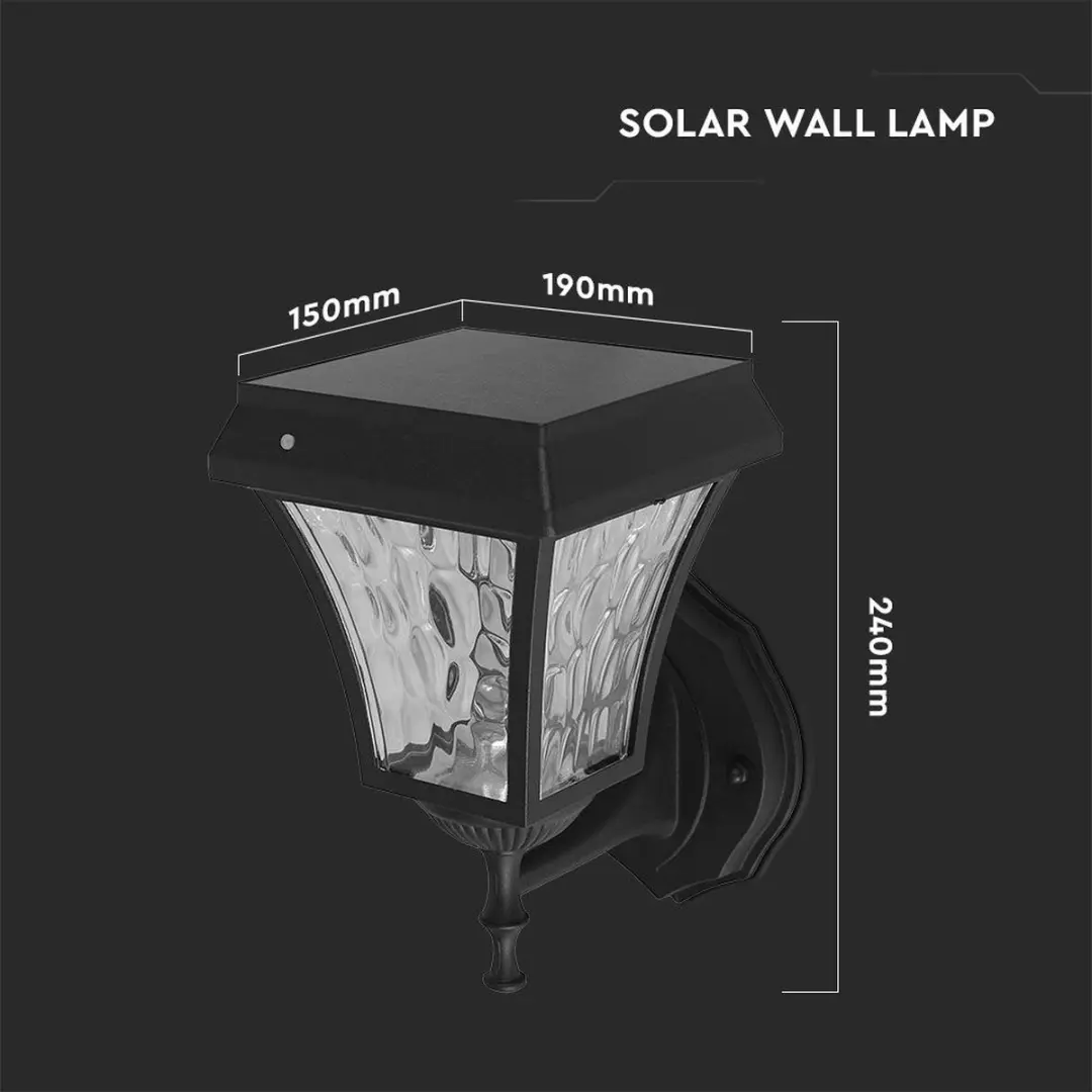 V-TAC VT-982-S Solar Wandlamp - 2W - Zwart - afbeelding 5 van 6