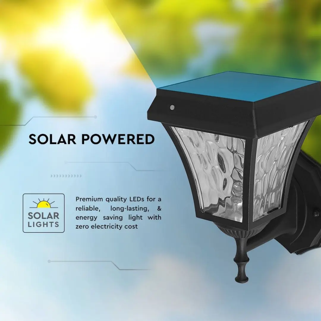 V-TAC VT-982-S Solar Wandlamp - 2W - Zwart - afbeelding 3 van 6