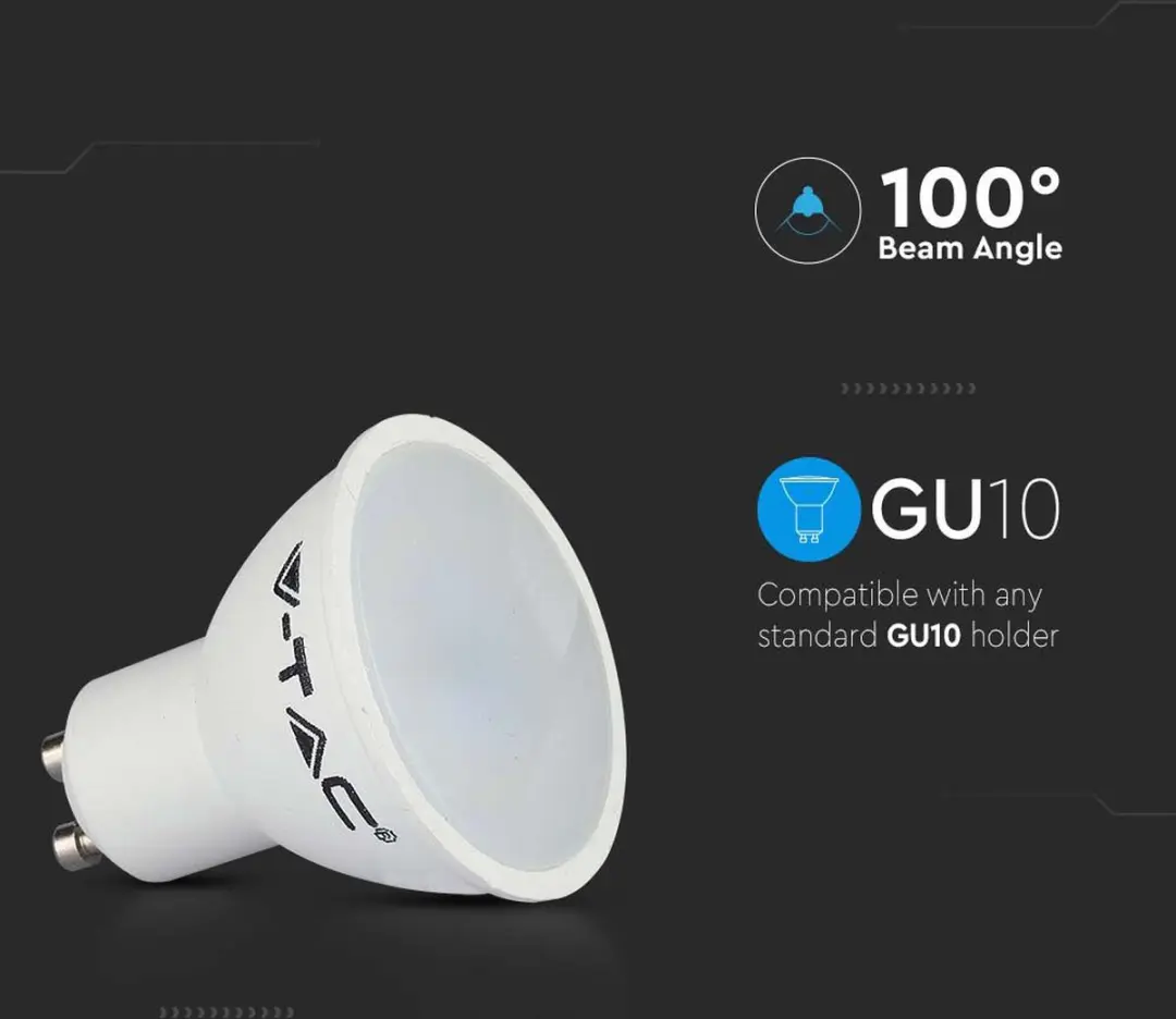 V-TAC VT-1975-N LED GU10 Spot 4,5W - 6500K - afbeelding 5 van 6