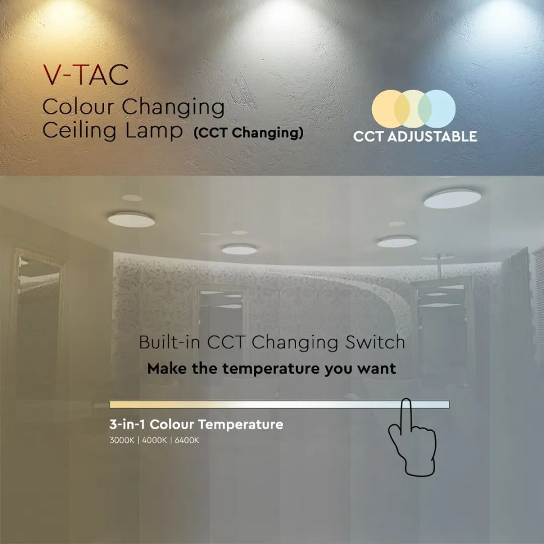 V-TAC VT-8424-M-N Designer Plafondlamp 24W - Wit - afbeelding 3 van 6