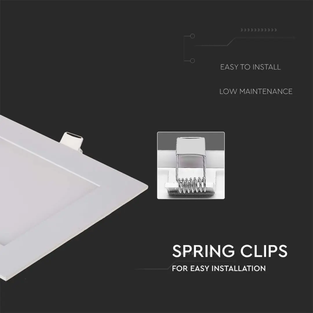 V-TAC VT-1207SQ-N LED-inbouwpaneel vierkant - 12W - 1160 Lumen - 2700K - Wit - afbeelding 5 van 6