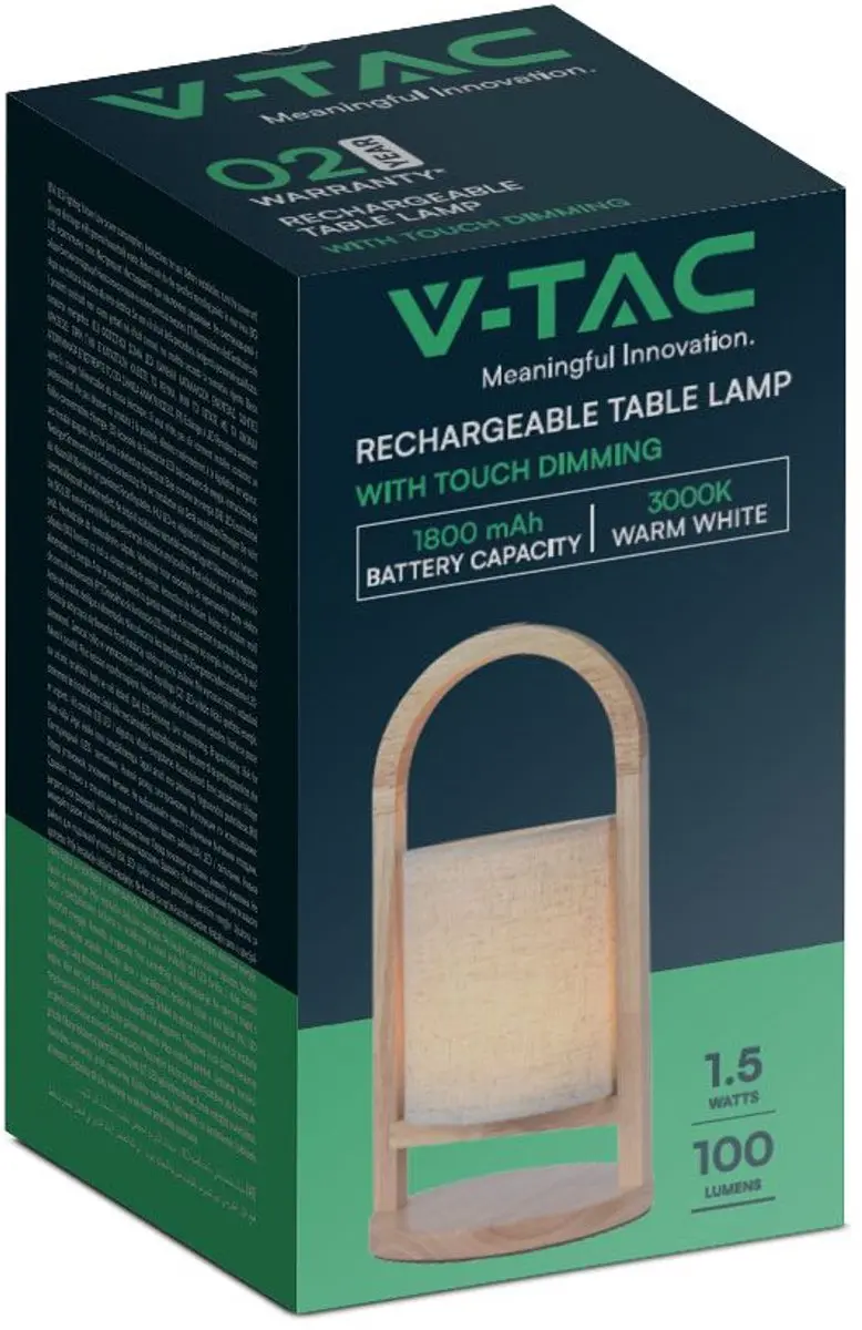 V-TAC VT-7570 Oplaadbare Tafellamp - 1.5W - Beige - afbeelding 5 van 6