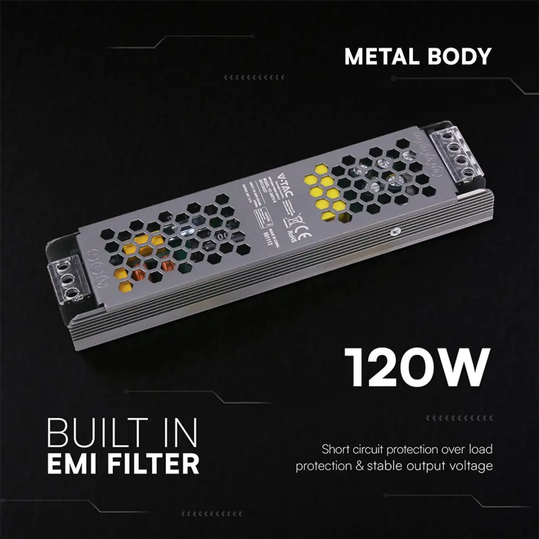 V-TAC VT-24122-S LED-transformator 120W 24V - afbeelding 3 van 6