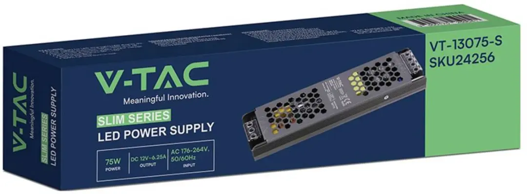 V-TAC VT-13075-S LED-transformator - 75W - 12V DC - afbeelding 2 van 3