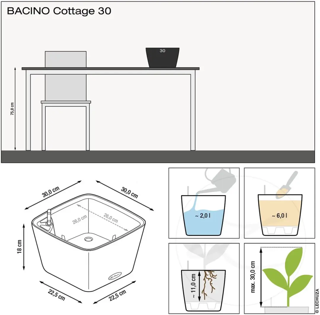 Lechuza BACINO Cottage Plantenbak - 30cm - Mokka - afbeelding 2 van 6