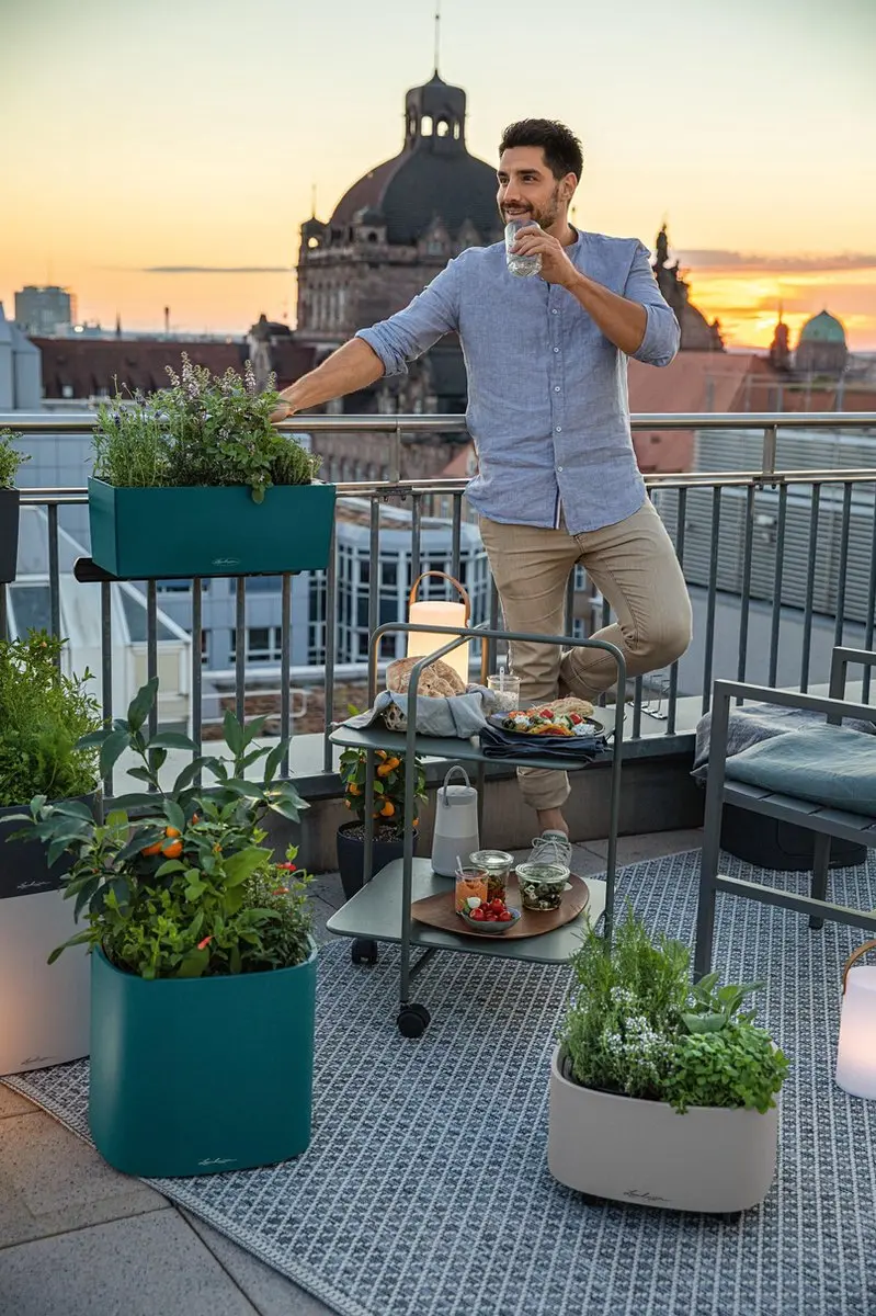 Lechuza Balconera Color 50 Plantenbak - Petrol Blue - afbeelding 5 van 6