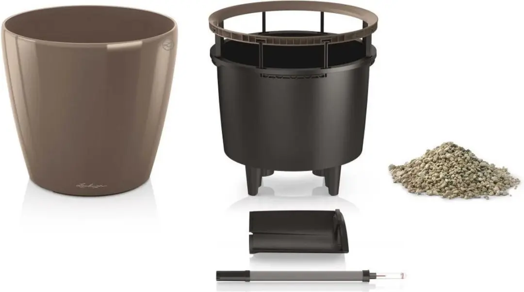 Lechuza Classico Premium LS 28 Plantenbak - 7 l - Taupe Hoogglans - afbeelding 5 van 6