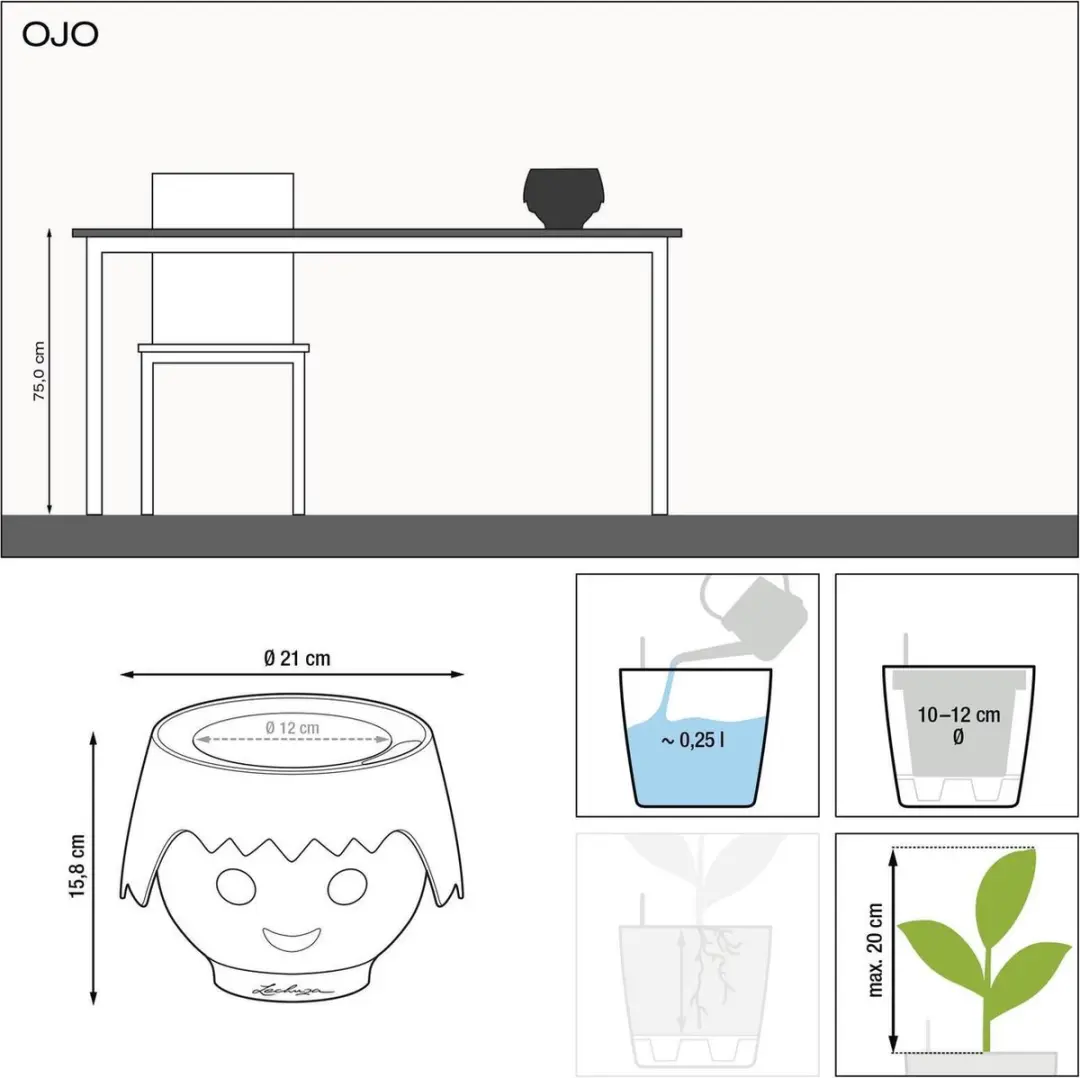 Lechuza Playmobil OJO Plantenbak - 0,25l - Oceaanblauw - afbeelding 2 van 6