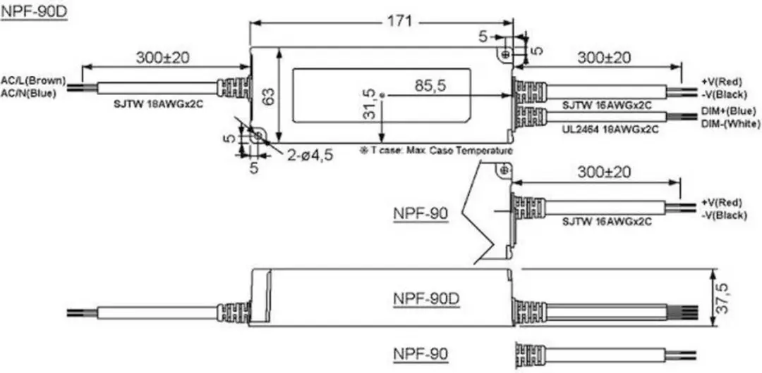Mean Well NPF-90-12 LED-driver, LED-transformator Constante spanning, Constante
