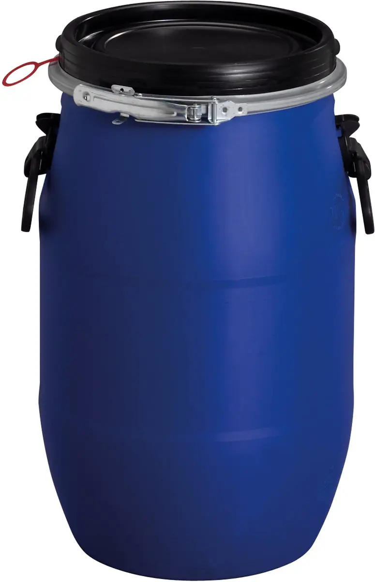 Brede hals vat 30l PE blauw 2 handgrepen vulopening D.255mm GRAF