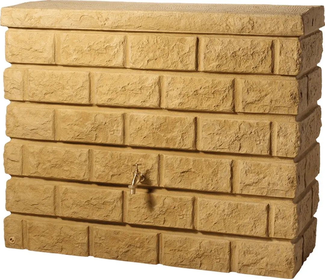 Graf regenton Rocky 400 L -zandbeige-met kraan-met vulautomaat voor rechthoekige
