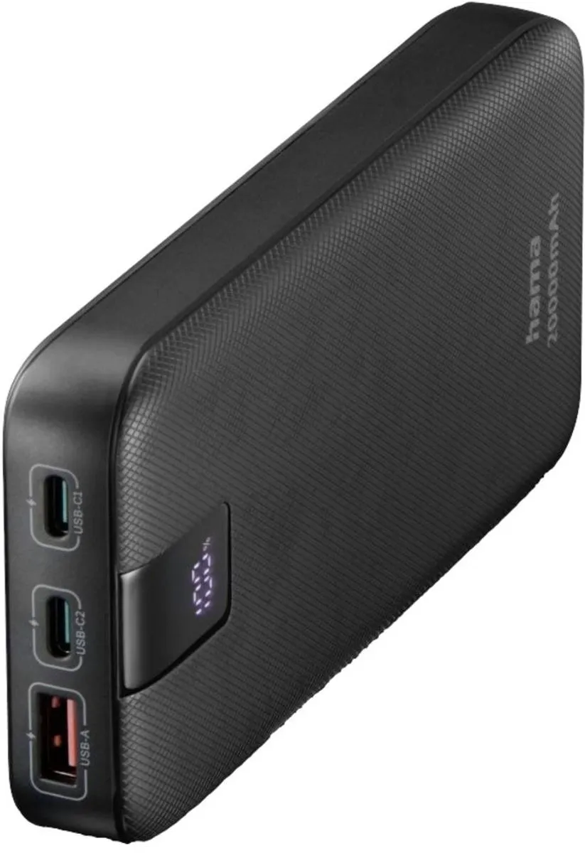 Hama Powerbank PD 20000mAh 20W - 2x USB-C 1x USB-A - Antraciet
