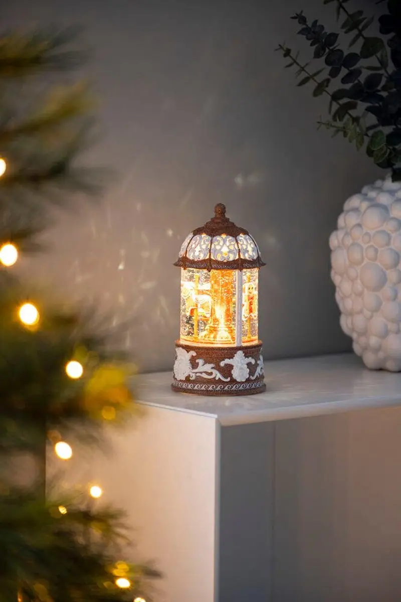 Konstsmide LED Sneeuwlantaarn Waterspinner Peperkoek Bruin - Ø 11,2 x 22cm - afbeelding 4 van 6